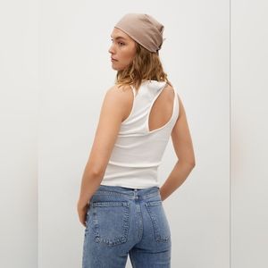 Mango cotton rib knit top